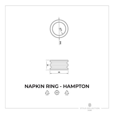 Hamptons servettring svart/glansig grå, set med 4