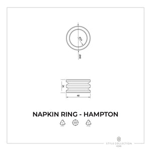 Hamptons servettring vit/marin, set med 4