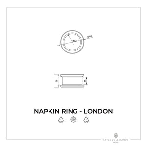 London black/black napkin ring set of 4