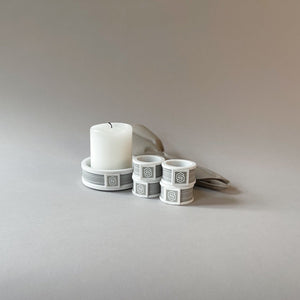 London round candle holder - white/beige