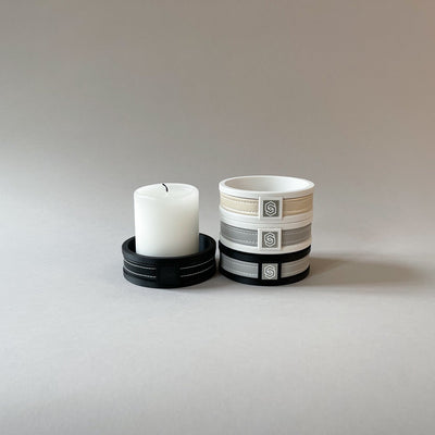 London round candle holder - white/beige