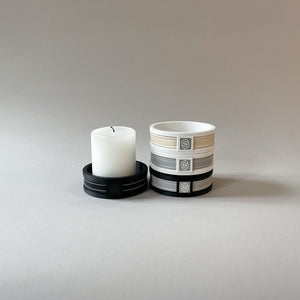 London round candle holder - black/beige
