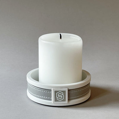 London round candle holder - white/beige