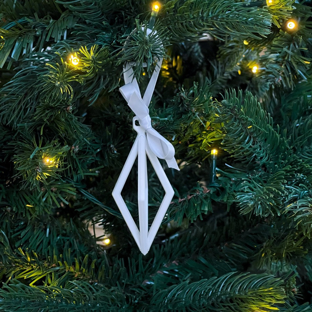 Christmas ornament diamond white/grey