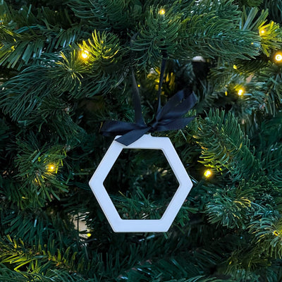 Christmas ornament flat hexagon white/black