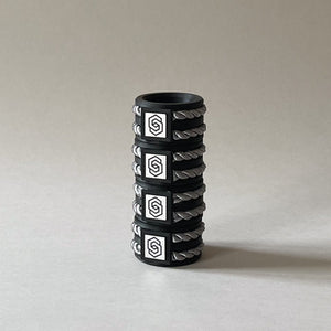Hamptons black/shiny grey napkin ring set of 4