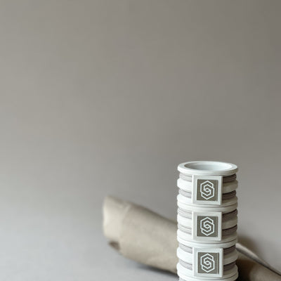 Hamptons white/grey napkin ring set of 4