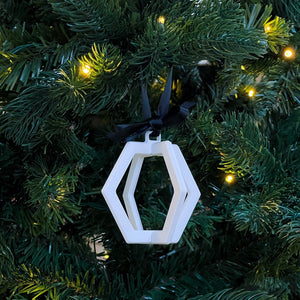 Christmas ornament hexagon white/black
