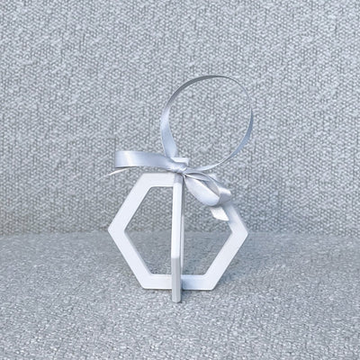 Christmas ornament hexagon white/grey