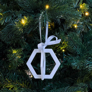 Christmas ornament hexagon white/grey