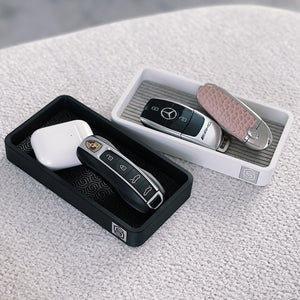 Style collection home his and hers tray set in setting with car keys lipstick and airpods displayed inside of trays