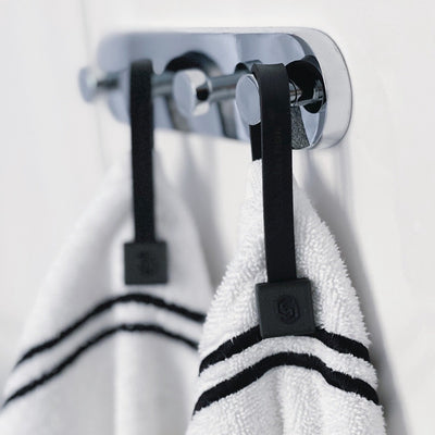 Towel loop clips square set black/black