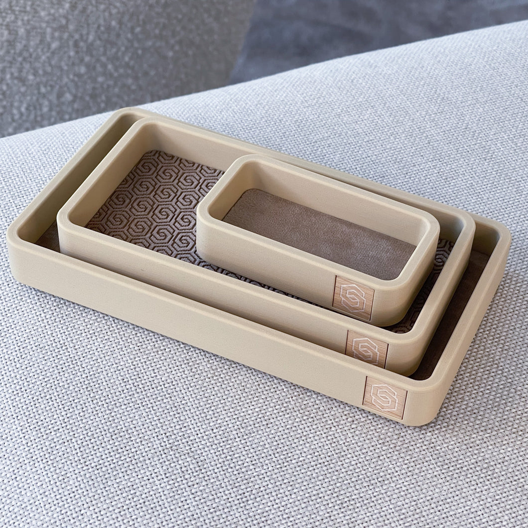 Trays with inlay - camel