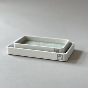Tray with inlay - white/green